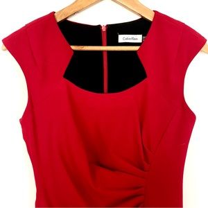 CLAVIN KLEIN Red Cocktail Sheath Dress Size 4